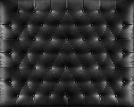 Close up retro chesterfield style, Black capitone textile background