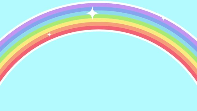シンプルな虹がかかるアニメーションとキラキラ　2DCG