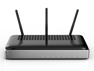 black router on white background