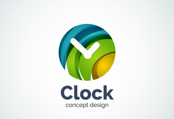 Clock logo template, time management business concept