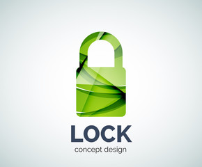 Lock logo business branding icon, created with color overlapping elements