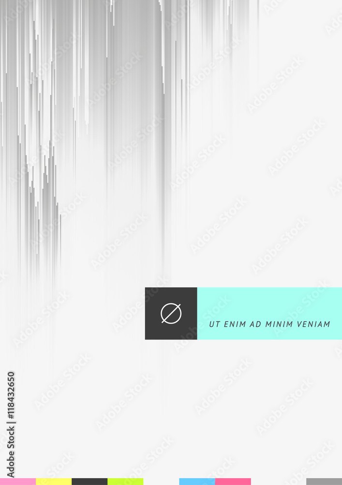 Poster abstract background illustration with sliced gradient stripes. glitched monochrome surface and color