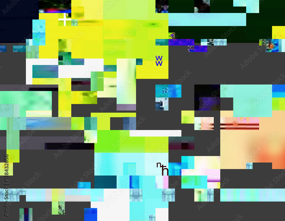 Poster glitched shapes. random digital signal error. abstract contemporary background made of colorful pixe