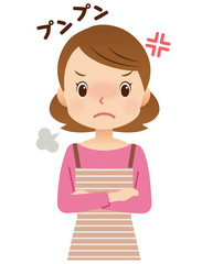 女性　主婦　表情　怒り