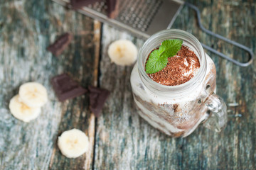 Healthy breakfast in a glass mason jar