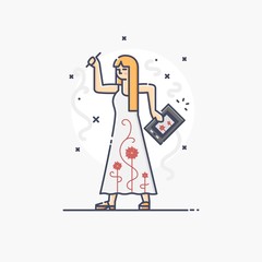 Fototapeta premium Outline business illustration of people profession illustrator