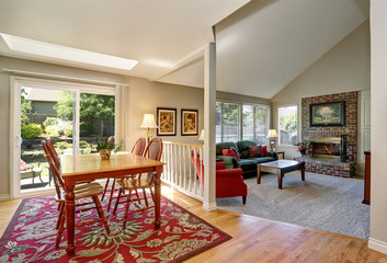 Traditional dining area. Open floor plan. Connected to living room.