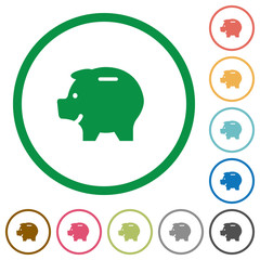 Piggy bank outlined flat icons