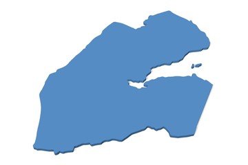 3D map of Djibouti on a plain background