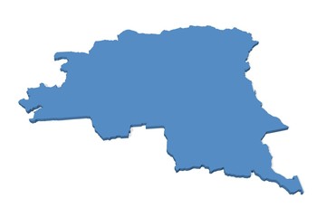 3D map of the Democratic Republic of the Congo on a plain background
