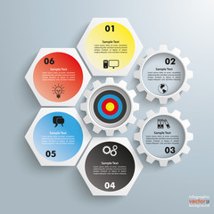 4 White Hexagons 3 Gears Cylce Target