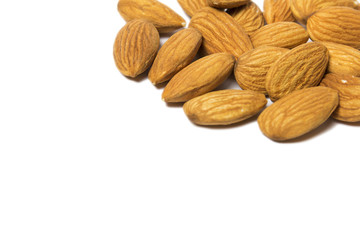 Almonds on a white background.