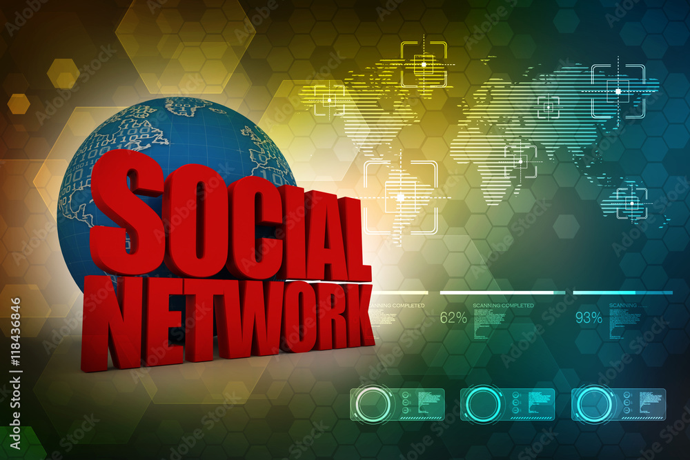 Poster 3d rendering social network