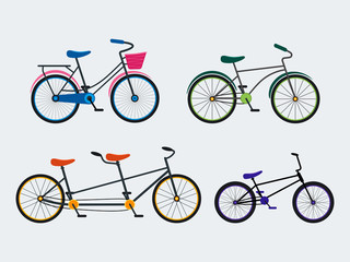 Colorful Bicycle Set. Vector