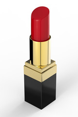 red lipstick with gold and black packaging 