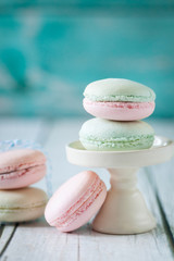 Vanilla pink and blue macarons