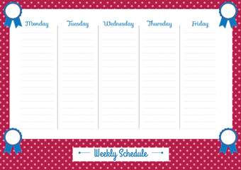 Fototapeta premium Cute Weekly Planner- Pink Dots