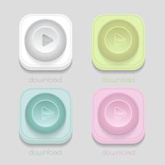 vector download icon, White, blue, green, pink on gray backgroun