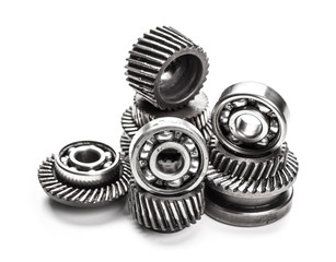 Gear metal wheels, isolated on white background