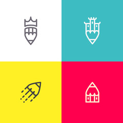 Artistic logos set. Line art illustration. Applicable for chancellery,stationary,art studio etc. Eps10 vector illustration.