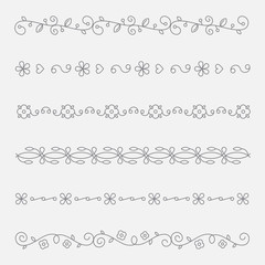 Fototapeta premium Line art decor elements. Floral ornaments. Eps10 vector illustration.