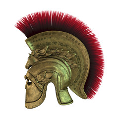 3D Rendering Ancient Greek Helmet on White - obrazy, fototapety, plakaty