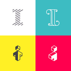 Letter "I" monograms set. Trendy logo design. Eps10 vector illustration.