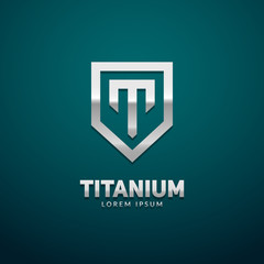 Letter "T" monogram and shield sign combination. Line art logo design. Symbolizes reliability, safety, power, security. "T" logo design. Eps10 vector luxury logotype.