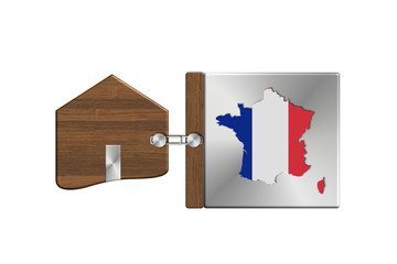 Gadget casa  in acciaio e legno con etichetta nazione France