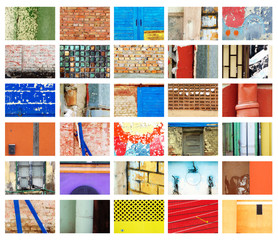 wall textures, collage with different  wall details 