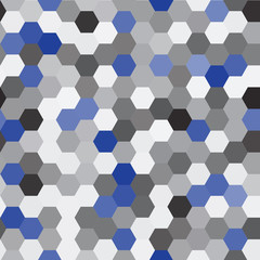 Vector seamless pattern. Modern Stylish Texture. Repeating Hexagon Geometric Background. Black, Grey and Blue Colors