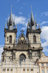 Fototapeta premium Towers Of Church of Our Lady before Tyn, Prague, Czech Republic