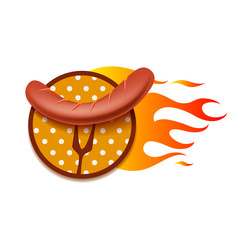 sausage  with fire frame