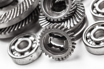 Gear metal wheels, isolated on white background