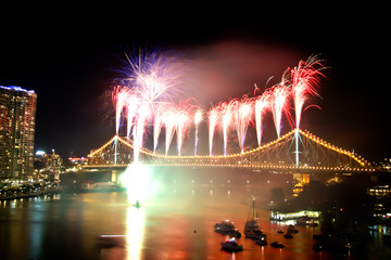 Brisbane City Storey Bridge Riverfire Fireworks © vekidd