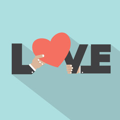 Love Typography With Heart Symbol Design Vector Illustration