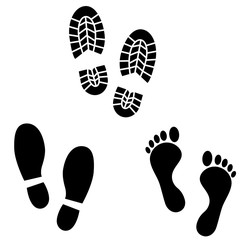 Human footprints icon set. Vector art.