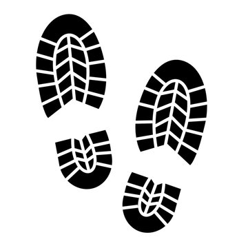 Footprints vector icon. Trekking boots.