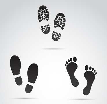 Footprints icon set. Vector art.
