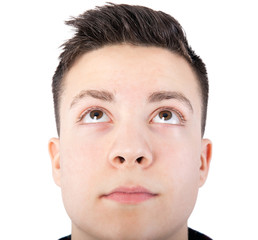 boy looking up