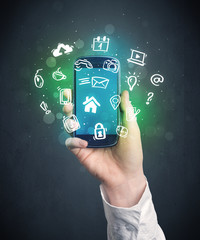 hand holding smartphone