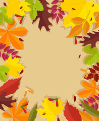 Autumn background. Frame for text decorated with autumn leaves.