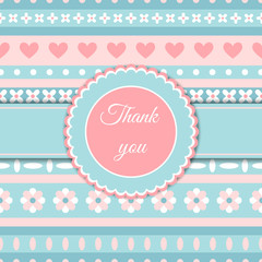 Cute romantic card with heart and flower. Vector illustration