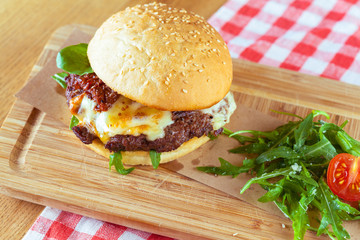 Tasty and appetizing hamburger
