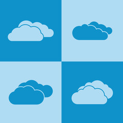 Cloud icons on blue background