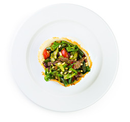 Warm salad with veal