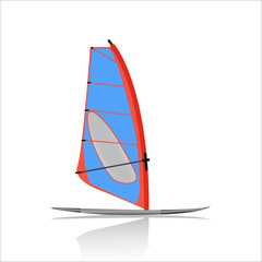 Board Windsurfing icon,  Water sport and entertainment. Swimming and windsurfing  isolated on white background. vector illustration