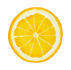 Slice of orange isolated on white background. Watercolor illustr