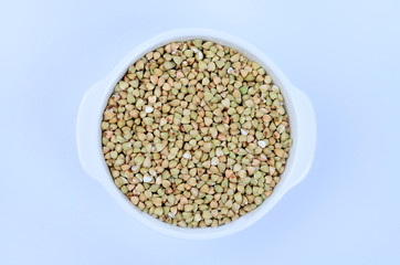 Green buckwheat in bowl