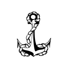 The icon of anchor with cute rope bound it up 